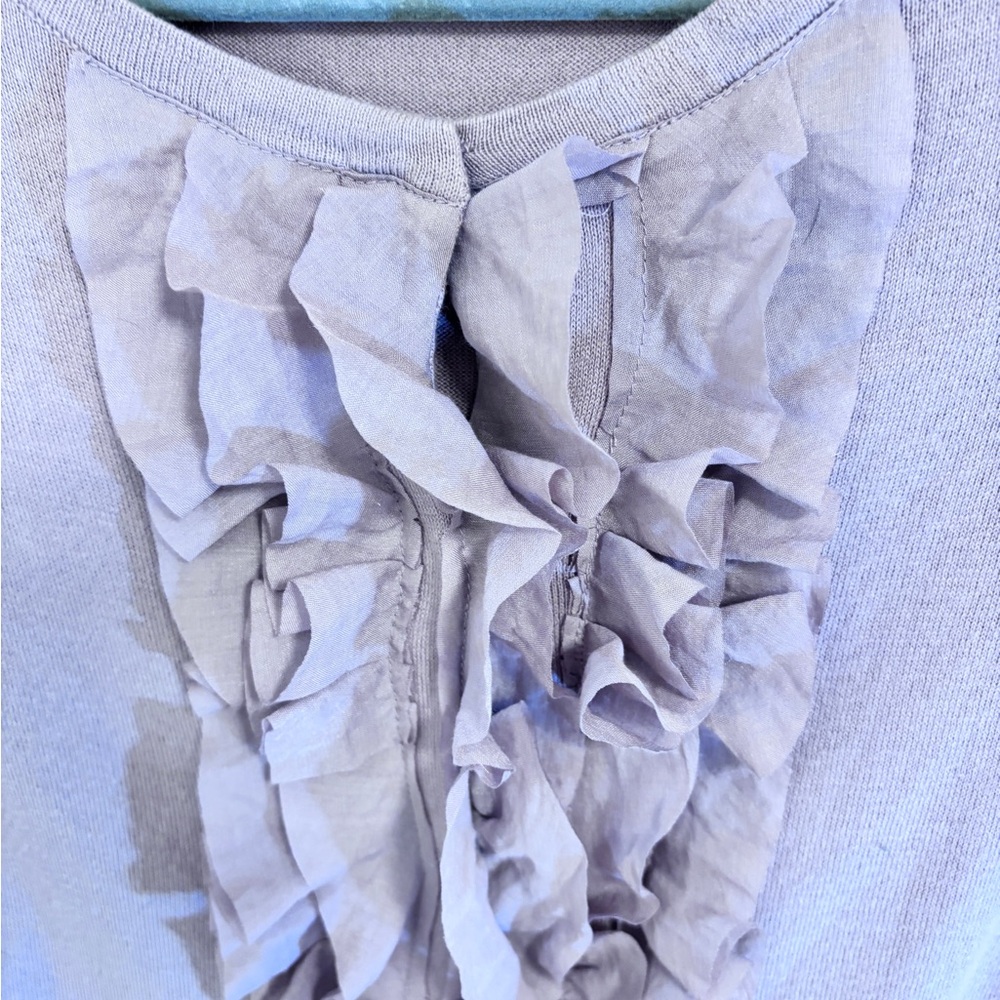 LOFT Lavender Knit Cardigan Snap Down Ruffle Front - Picture 3 of 9